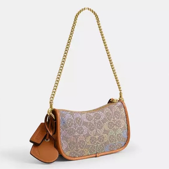 Coach Swinger Bag 20 With Chain In Crystal Signature Jacquard NWT - Picture 3 of 7